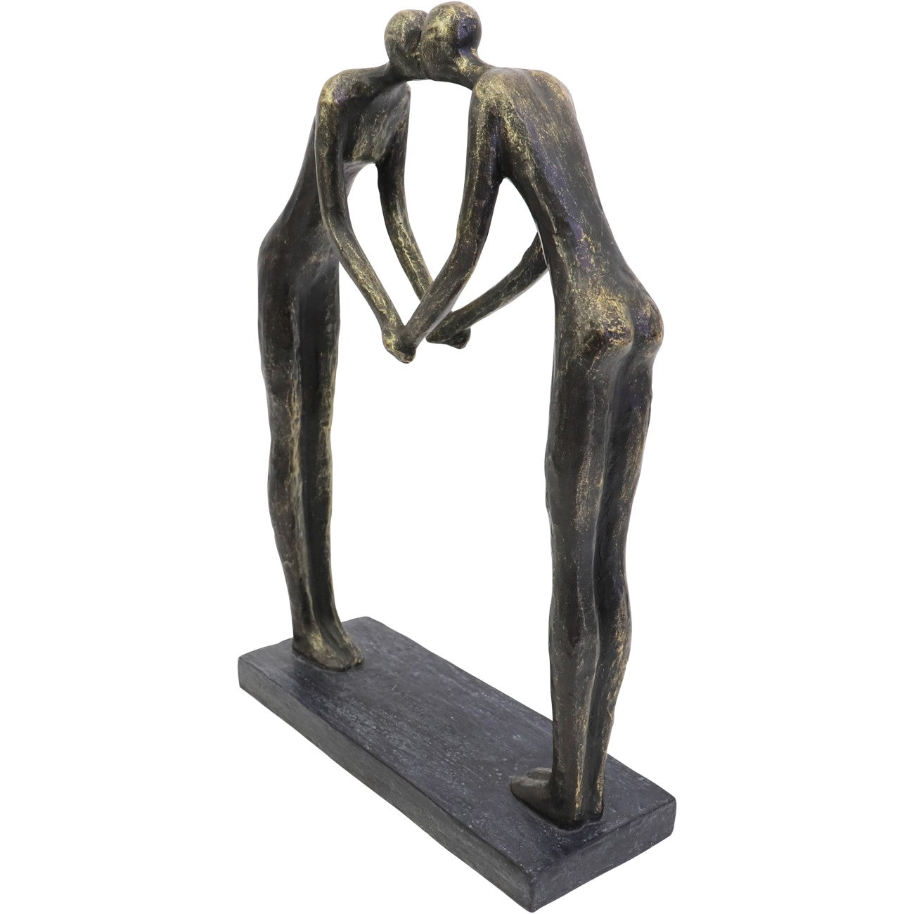 Antique Bronze Lovers Heart Sculpture